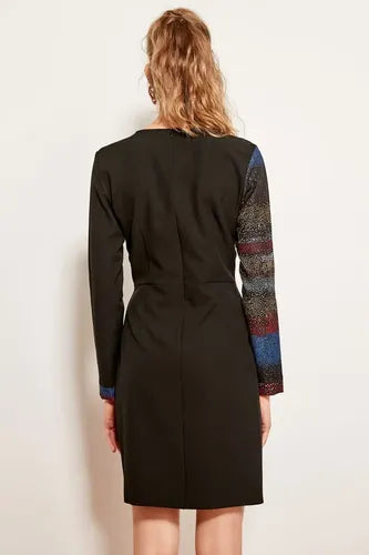 Vestido Negro Manga Larga Td 26 Negro 38
