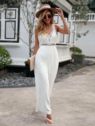 Entero Jumpsuit Mono Fiesta Novia Forrado  El 114 Blanco Xs