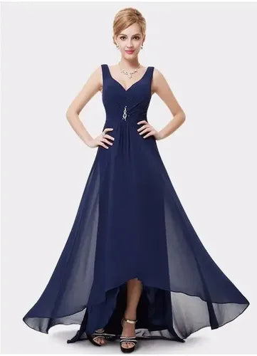 Vestido Fiesta Largo Azul Asimétrico Azul 6