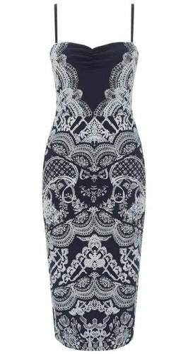 Vestido Con Breteles Ajustables Vd 20 Azul L