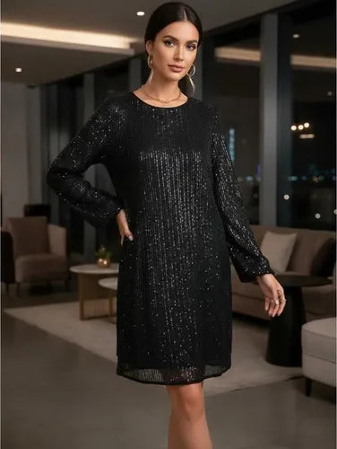 Vestido Negro Fiesta Lentejuelas