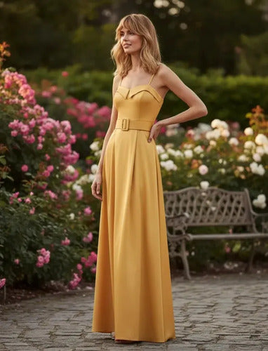 Vestido De Fiesta Largo Graduación Con Cinturón Td 30