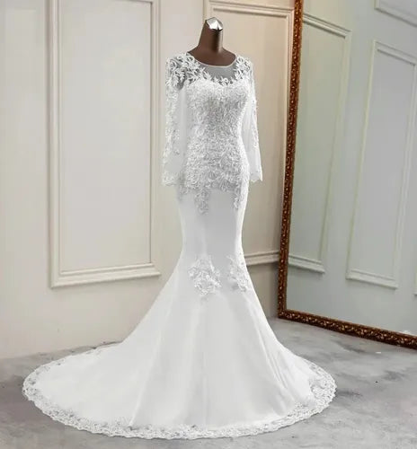 Vestido Novia Marfil Sirena Mangas Corset Delpilar Np 08