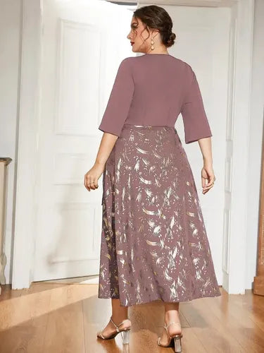 Vestido Escote Cruzado Estampado Talla Grande  Vg 107