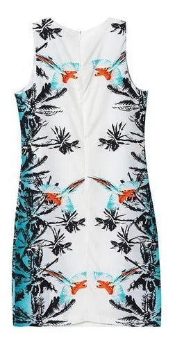Vestido Asos Blanco Estampado Forrado Vd 23 Blanco M