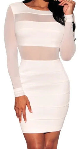 Vestido Negro Ajustado Con Transparencias Vs 09