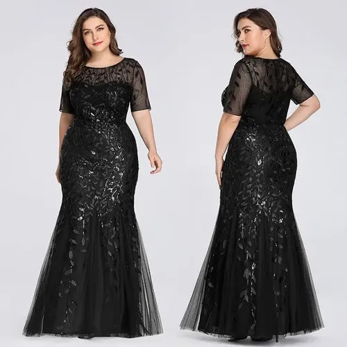 Vestido Fiesta Largo Lentejuelas Manguita Talla Ep 131