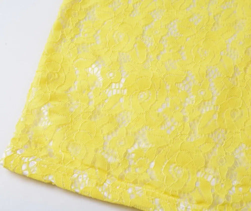 Vestido Encaje Manga 3/4 Amarillo Ve 23