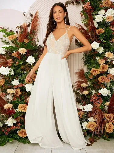 Entero Jumpsuit Mono Fiesta Forrado Novia Espalda El 134