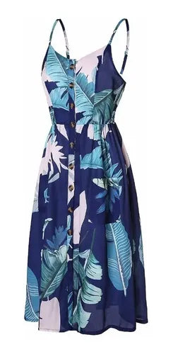 Vestido Bohemia Estampado Floral  Sexy Bolsillos Vd 84
