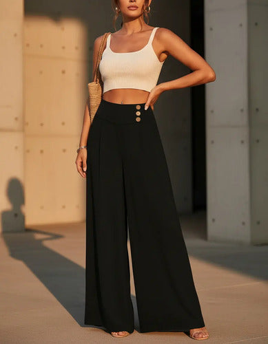 Pantalon Mujer Cintura Alta Pierna Ancha Pt 18