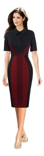 Vestido Ajustado Bodycon Cóctel Oficina Va 391 Negro M