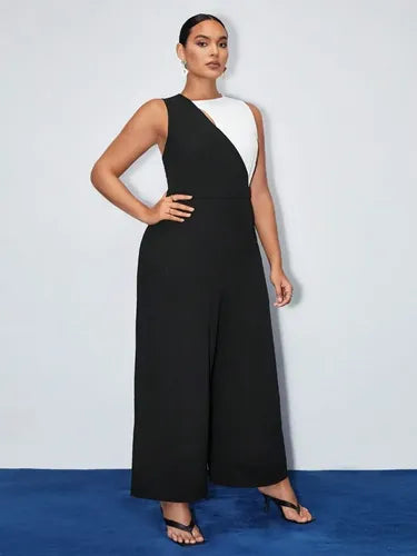 Entero Jumpsuit Mono Negro Talla Grande Sin Cinturón Vg 214