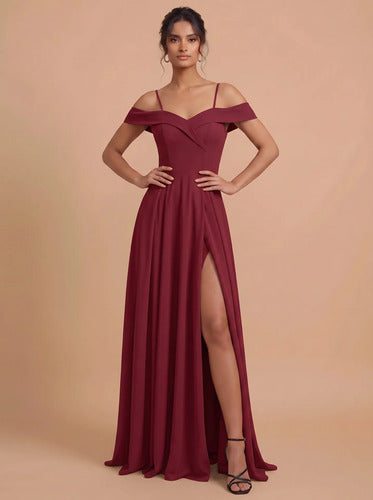 Vestido largo hombros descubiertos corte princesa