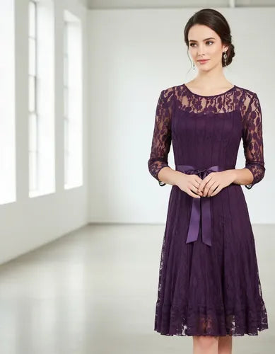 Vestido Purpura De Encajes Ve 61 Violeta 40