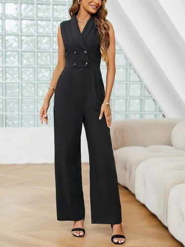 Entero Jumpsuit Mono Pierna Ancha El 190 Negro M