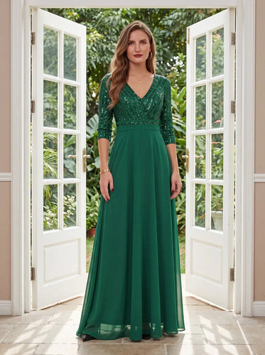 Vestido evasé largo al tobillo de gasa