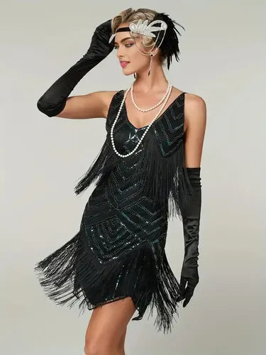 Vestido De Baile Retro Gatsby, Años 20 Charleston  Va 635 Negro M