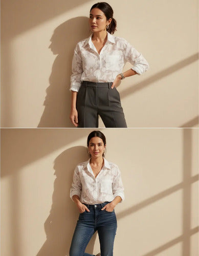 Blusa Elegante Para Mujer Transparencia Bb 60 Blanco M