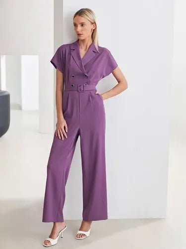 Entero Jumpsuit Mono Fiesta Con Cinturón Bolsillo El 113 Violeta S