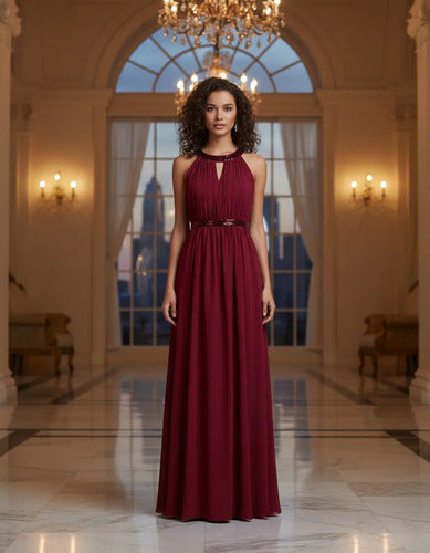 Vestido de Gasa Bordó - vista 35