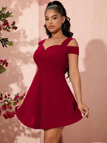 Vestido Acampanado Hombros Descubiertos Fiesta Cóctel Va 564