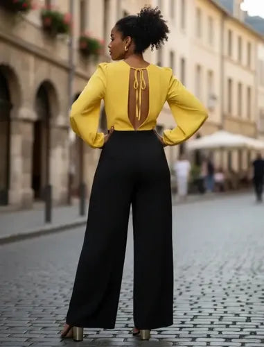 Entero Jumpsuit Mono Escote V Pierna Ancha El 152