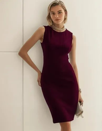Vestido Cóctel Ajustado Cuello Redondo  Va 511