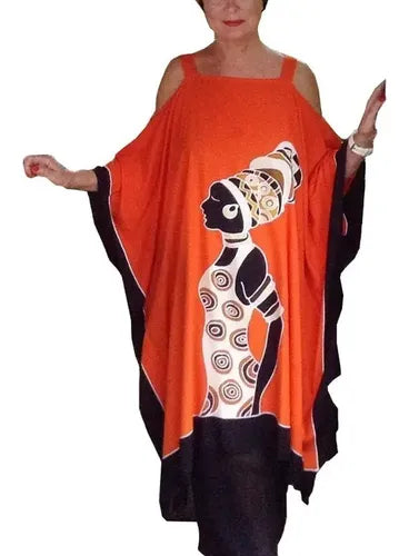 Vestido Blusón Afro Talla Grande Hombros Descubiertos Vd 89