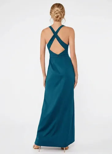 Vestido largo de gala escote V