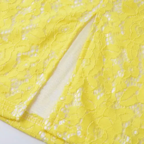 Vestido Encaje Manga 3/4 Amarillo Ve 23