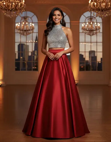 Vestido De Fiesta Crop Top Ep 308