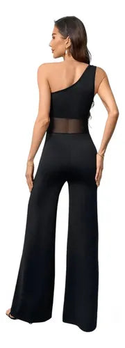 Entero Jumpsuit Mono Negro Fiesta Transparencia  El 84