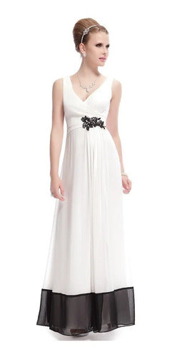 Vestido Fiesta Largo Gasa Graduación Matrimonio Ep 06 Blanco 4