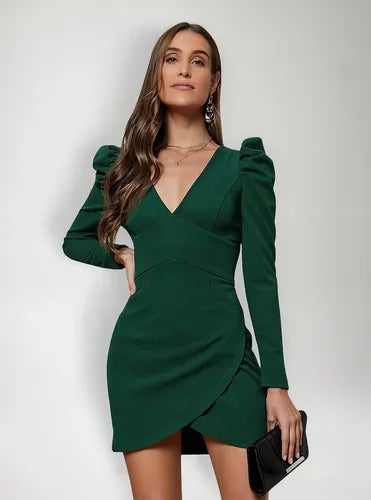 Vestido Corto Fiesta Manga Larga  Va 476