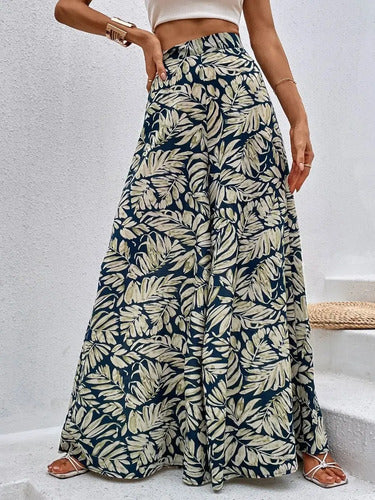 Pantalón Estampado Mujer Cintura Alta Pierna Ancha Pt 10