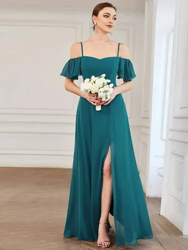 Vestido Fiesta Largo Graduación Hombros Descubierto Ep 198