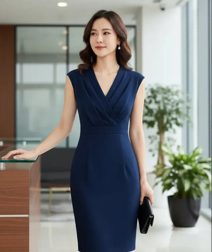 Vestido Negro Oficina Bodycon Va 286 Azul L