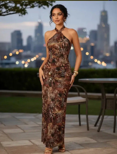 Vestido Cóctel Ajustado Fiesta Para Mujer Delpilar Va 539 Animal Print M