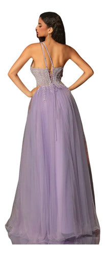 Vestido Fiesta Lentejuelas Graduación Ep 415 Lila S