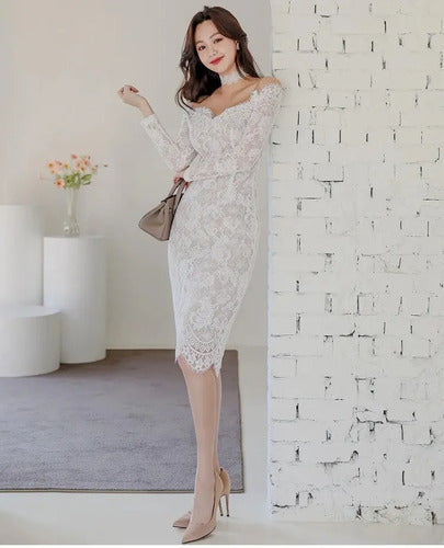 Vestido Formal Coctel Fiesta Pequeño Encaje Mangas Va 439