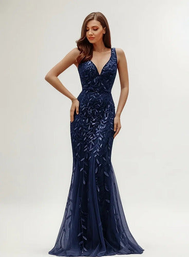 Vestido Fiesta Lentejuela Sirena Tul Ep 143c