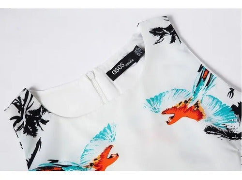 Vestido Asos Blanco Estampado Forrado Vd 23 Blanco M