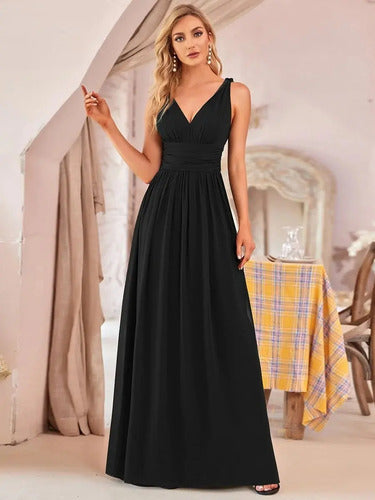 Vestido Fiesta Gasa Escote V Graduación Matrimonio Ep 07