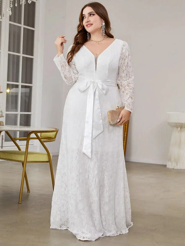 Vestido Novia Largo Blanco Talla Grande Ns 16