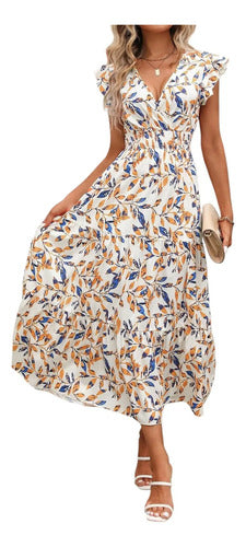 Vestido Estampado Floral Delgado Playa Va 605