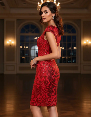 Vestido Corto Fiesta Lentejuelas Ajustado Vl 64