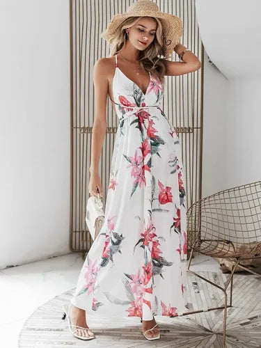 Vestido Maxi Largo Bohemio Cruzado Con Abertura  Vd 96