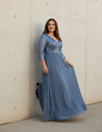 Vestido evasé largo al tobillo talla grande