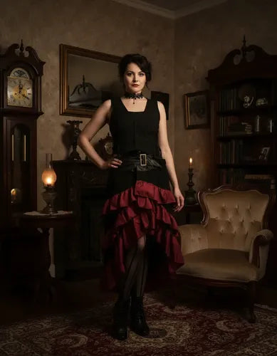 Falda Gotica Mujer Victoriana De Cosplay  Fb 09 Negro M